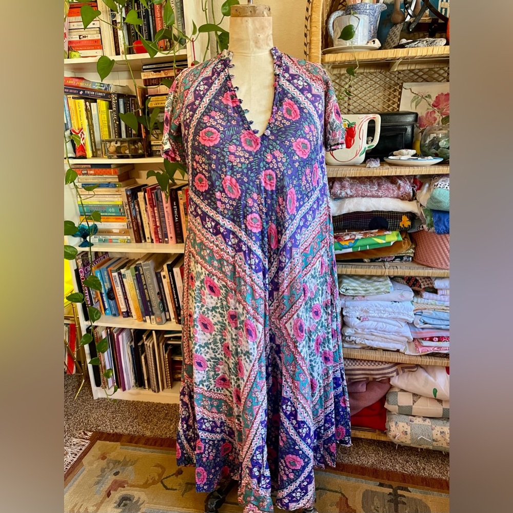 Vintage 70s India Cotton Maxi Dress